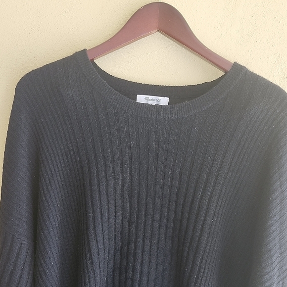 Madewell Charcoal Ribbed Sweater 22% Merino Wool 5% Alpaca - Picture 7 of 11